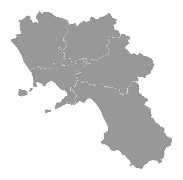 Campania region map The Campania region map divided in provinces, Italy amalfi coast map stock illustrations