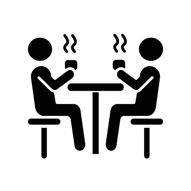 ilustrações de stock, clip art, desenhos animados e ícones de dining hall black glyph icon - cantina