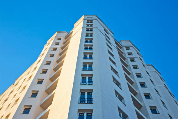 istock Facade of a new multi-story residential building. architecture and modern construction 1268718800