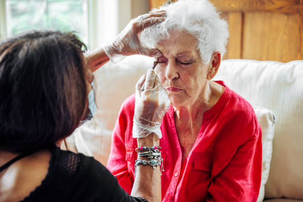 istock Senior woman having makeup 1268721161
