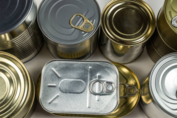 istock Mix of cans isolated on white background. 1268724830
