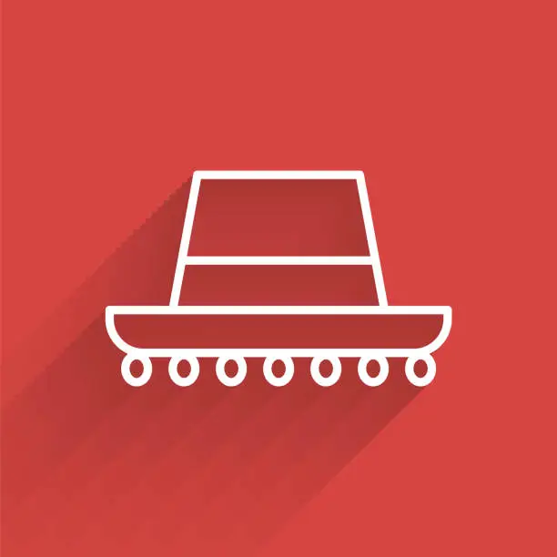 Vector illustration of White line Traditional spanish hat icon isolated with long shadow. Vector