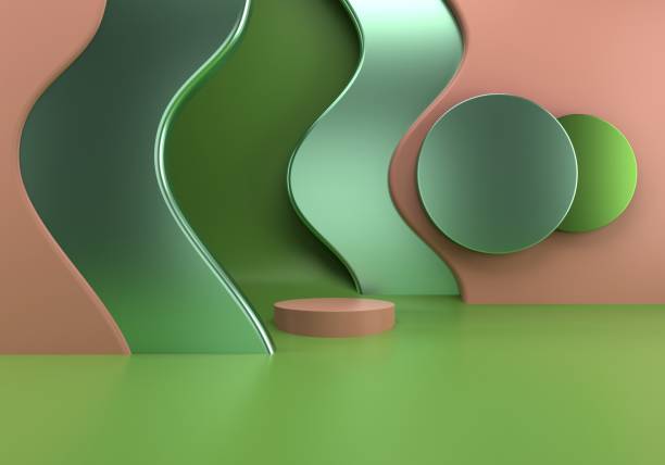 istock Podium use for product presentation. Abstract wave background. 3d rendering - illustration. 1268725275