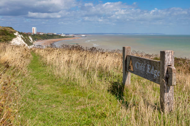 istock Cliff edge danger sign on South Downs Way 1268741224