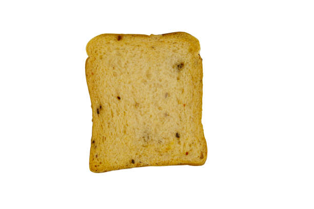 istock Slice of olive bread with spices isolated on white background 1268741704