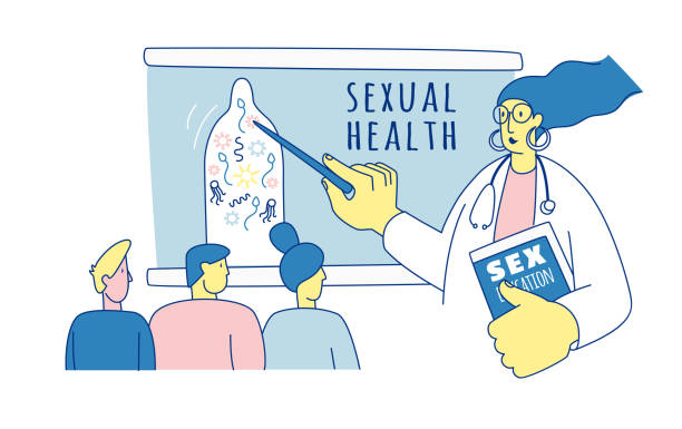 ilustrações de stock, clip art, desenhos animados e ícones de school sexuality education program. school's lesson on safe sex teens - sex education condom contraceptive sex