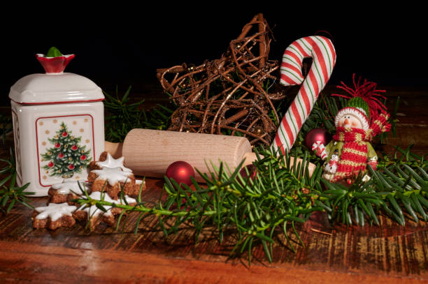 istock Cinnamon stars, a ceramic biscuit tin and other christmas decoration. 1268744154