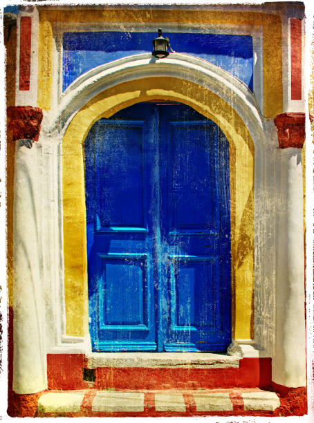 istock artistic retro background - Old  Doors of Greece 1268746582