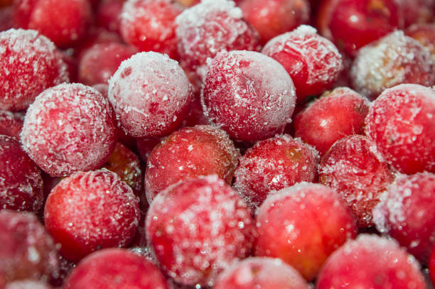 istock Frozen red cherries. Frost-covered berries. Frost-covered cherries. Red cherry. 1268767578