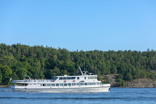 A tourboat on its way from the archipelago towards central Stockholm.