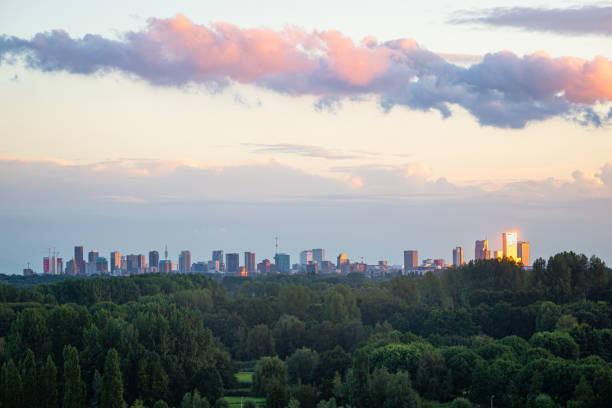 istock Skyline of Rotterdam under colorful clouds 1268788797
