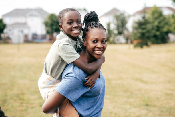 istock Authentic moment of mom and son outdoor 1268792301