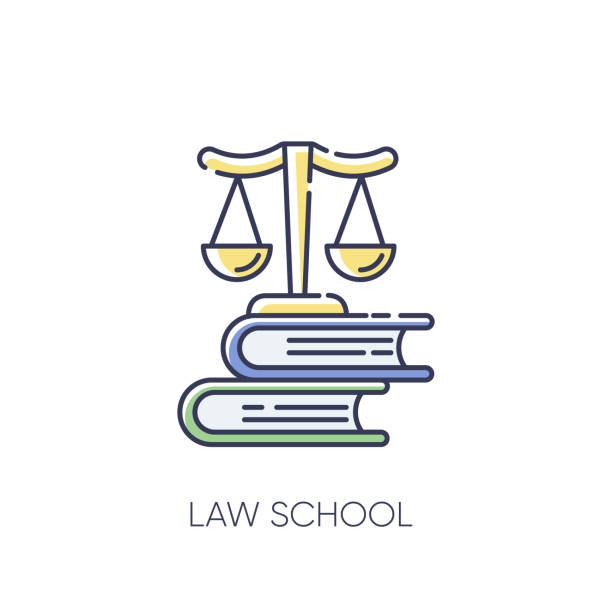 ilustrações, clipart, desenhos animados e ícones de ícone de cor rgb da faculdade de direito - law school