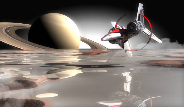 istock Spaceship Flying on Titan's Swamps 1268802921