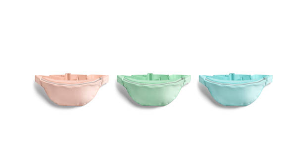 Blank colored waist bag mockup lying, top view