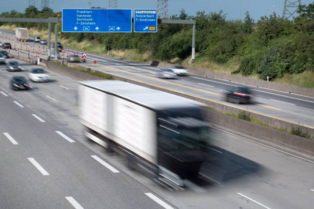 istock Blurred motion of dense traffic on German highway 1268814435