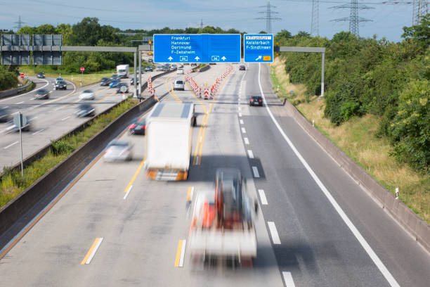 istock Blurred motion of dense traffic on German highway 1268814447