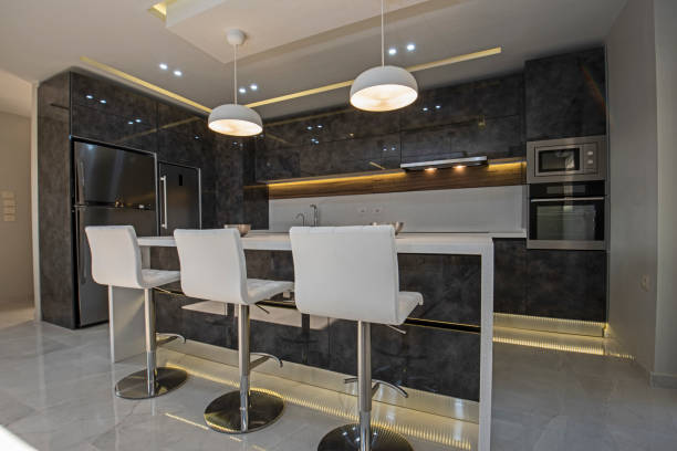 istock Modern kitchen design in a luxury apartment 1268814454