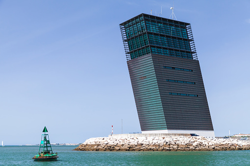 Port control tower at river Tagus in Lisbon