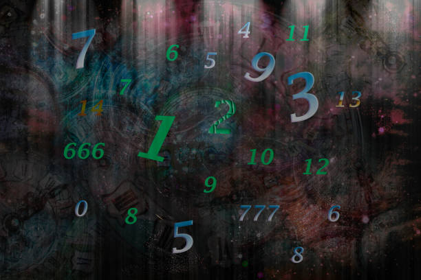 istock Numbers in different order on the background of space, numerology 1268827950
