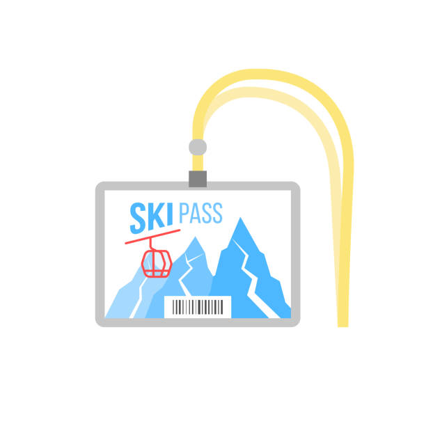 skipass-plakette mit barcode - mountain pass stock-grafiken, -clipart, -cartoons und -symbole