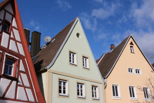 Forchheim in Bavaria, February 05,2020: View of historic gables in the old town of Forchheim in Bavaria