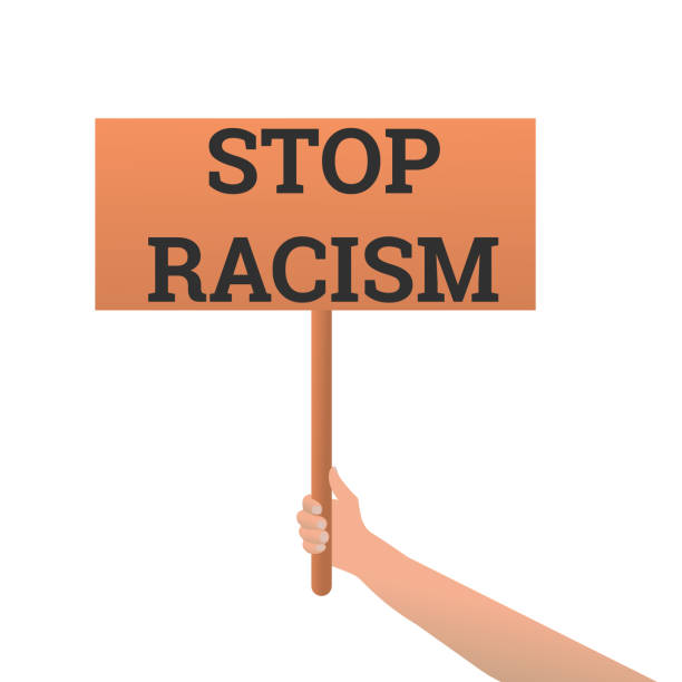 Stop Racism text. Hands holding empty poster. Hashtag in social networks. Police violence. Stock vector illustration poster against racism. Stop Racism text. Hands holding empty poster. Hashtag in social networks. Police violence. Stock vector illustration poster against racism. i cant breathe stock illustrations