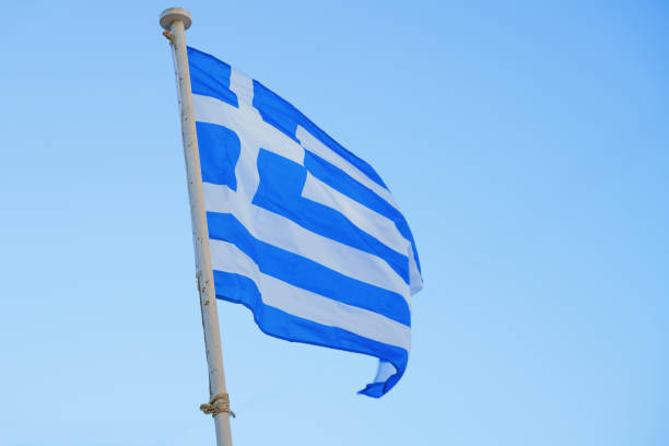 istock Flag of Greece waving in the wind 1268884581