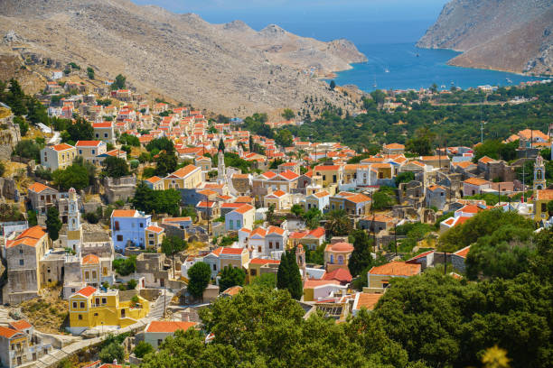 istock Panoramic view of Symi island in Greece 1268886651