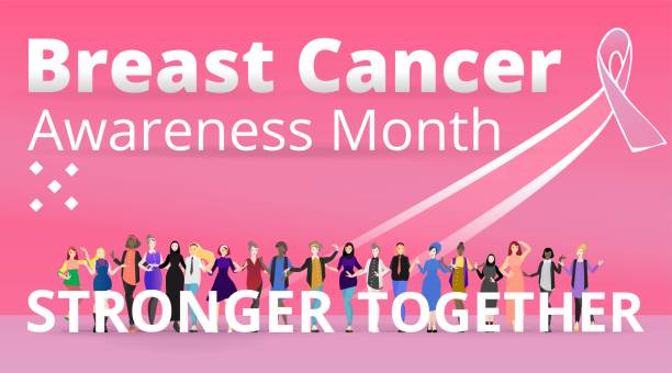 istock October Breast cancer Awareness month with pink ribbon poster 1268903313