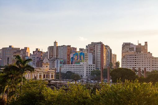 Skyline view of downtown Belo Horizonte behind the central station
