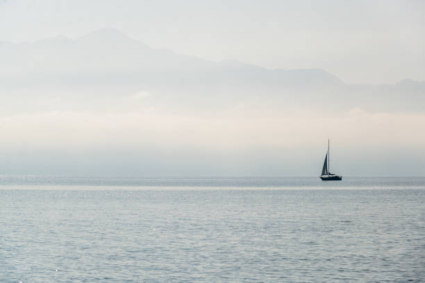 istock Sailboat on a foggy morning 1268905409