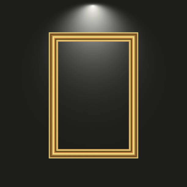 照明付きの黒の背景にクラシックゴールドフレーム。ベクターの図。 - gold medal 写真点のイラスト素材／クリップアート素材／マンガ素材／アイコン素材