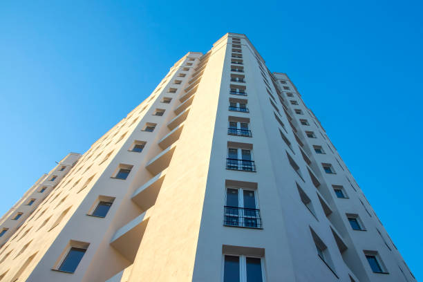 istock Facade of a new multi-story residential building. architecture and modern construction 1268928100