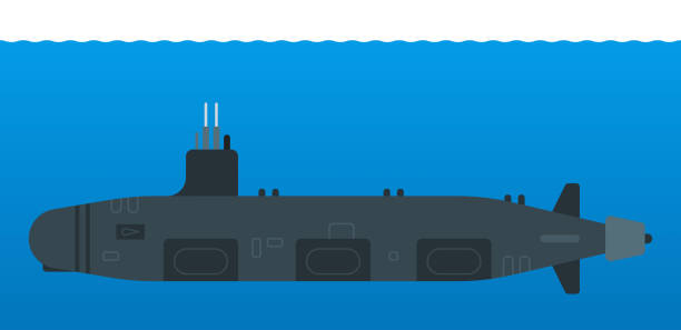 вектор атомной подводной лодки изолирован на белом - submarine navy usa military stock illustrations