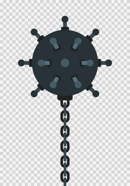 Vector illustration of Naval underwater mine with spikes close up vector icon flat isolated
