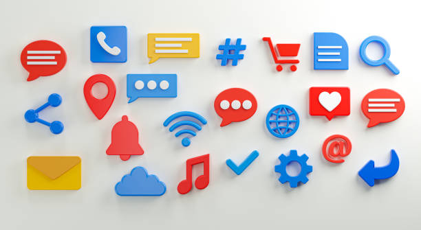 istock Social Media Icons Set 3D Rendering 1268938693