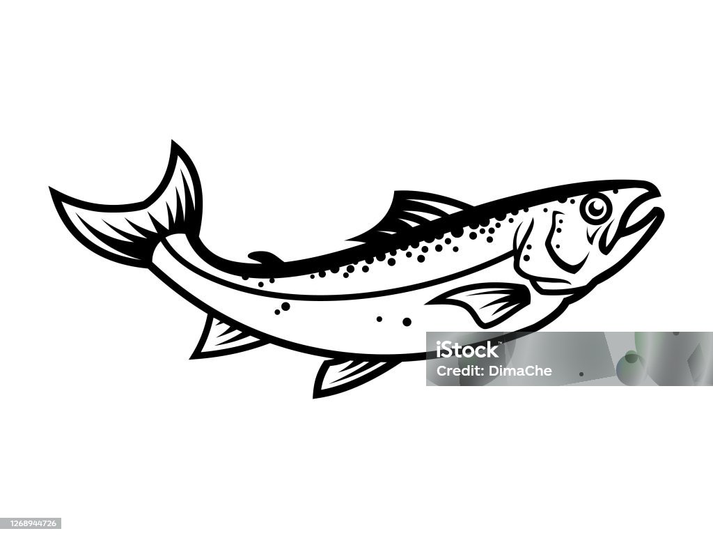 Salmon Fish Silhouette Cut Out Vector Icon Stock Illustration ...
