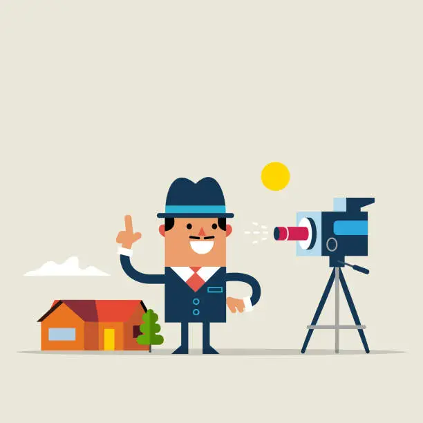 Vector illustration of Real estate agent conducting virtual viewings