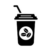 istock Drink, coffee icon, Black vector is isolated on a white background 1268951505