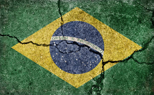 istock Grunge country flag illustration (cracked concrete background) /  Brazil 1268953803