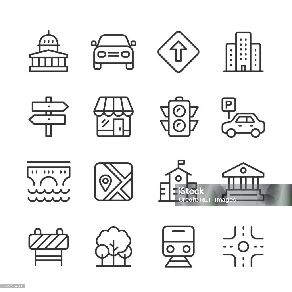 Icônes de la ville — Série Monoline - clipart vectoriel de Icône libre de droits