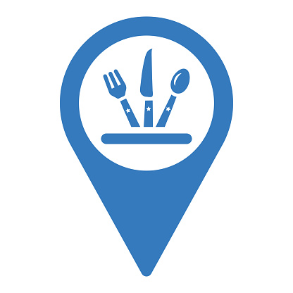 Find, restaurant searching icon is isolated on white background. Simple vector illustration for graphic and web design or commercial purposes.