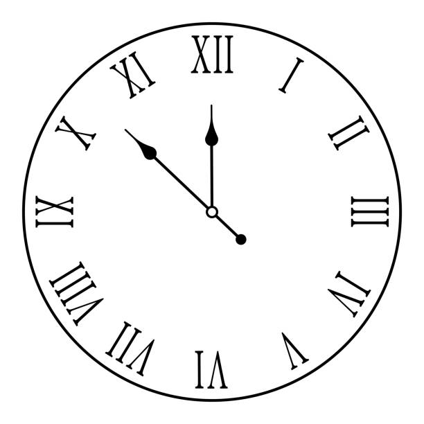 ilustrações, clipart, desenhos animados e ícones de rosto relógio de parede mecânica com numerais romanos. medindo o tempo. contagem regressiva para o ano novo de 2021. vetor sobre fundo branco - clock face clock countdown time