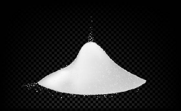 ilustrações de stock, clip art, desenhos animados e ícones de pile of white salt with falling grains - ground flour white heap