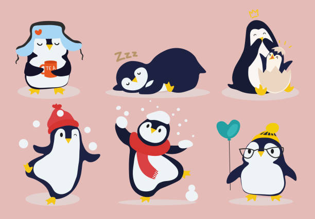 Cute Funny Cartoon Penguins For Kids Stock Illustration - Download Image  Now - Penguin, Winter, Vector - iStock