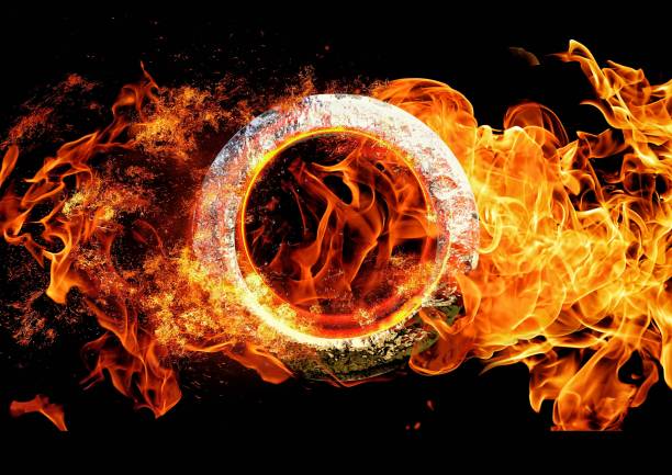 3D illustration of a burning metal ring