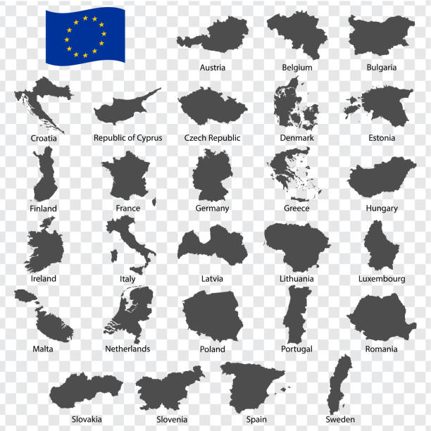 dwadzieścia siedem map państw członkowskich ue - kolejność alfabetyczna z nazwą. każda mapa jest wyświetlana i izolowana za pomocą sformułowań i tytułów. unia europejska. eps 10. - flag national flag greek flag greece stock illustrations