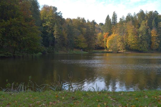 istock Autumn landscape on Lake Trakoscan, Croatia 1268997529