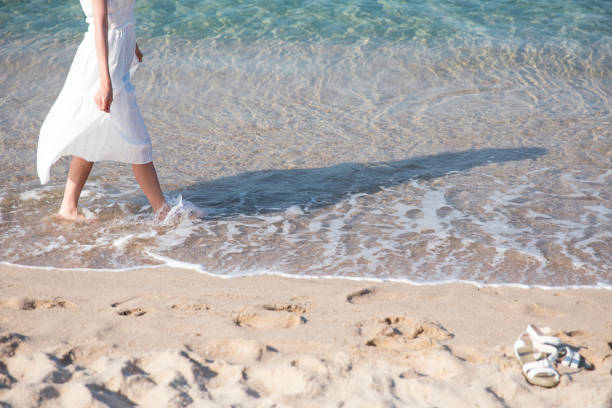 Woman walking on the beach